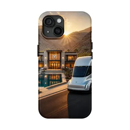 Tesla Semi Truck Desert Mansion Sunset