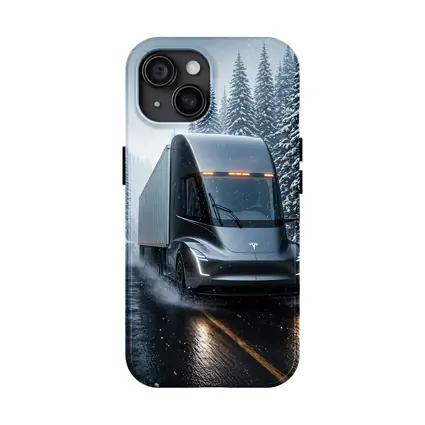 Tesla Semi Truck Driving Snowy Winter Road