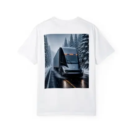 Tesla Semi Truck Driving Snowy Winter Road