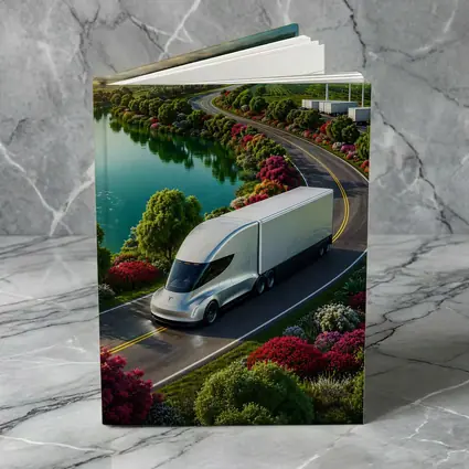 Tesla Semi Truck Scenic Highway Green Landscape