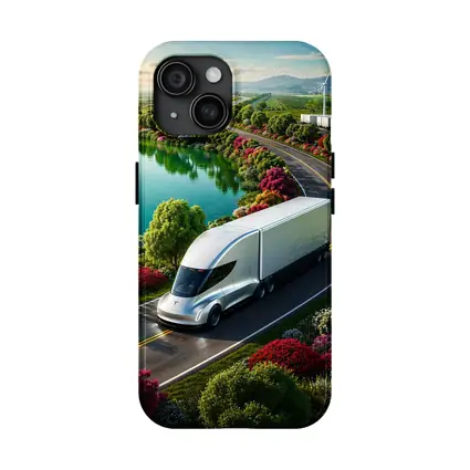 Tesla Semi Truck Scenic Highway Green Landscape