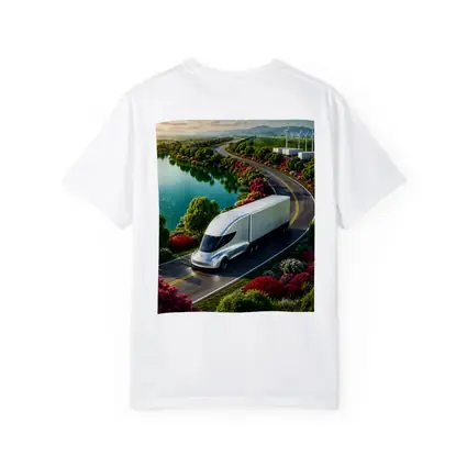 Tesla Semi Truck Scenic Highway Green Landscape