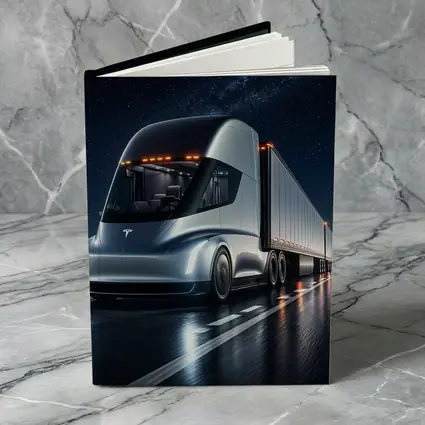 Tesla Semi Truck Driving Under Starry Night