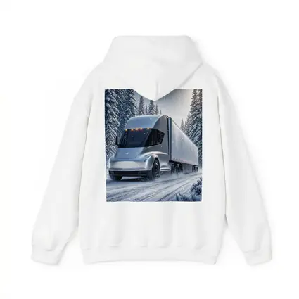 Tesla Semi Truck Driving Through Winter Snow