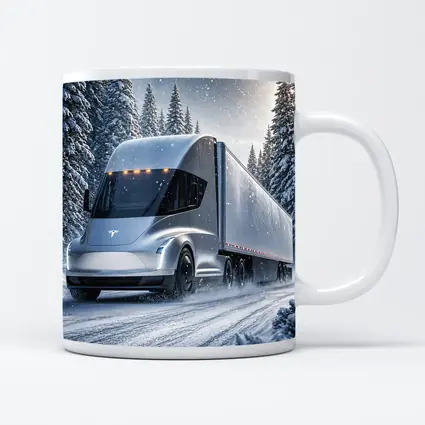 Tesla Semi Truck Driving Through Winter Snow