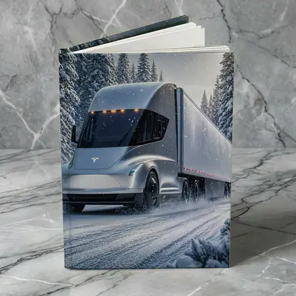 Tesla Semi Truck Driving Through Winter Snow