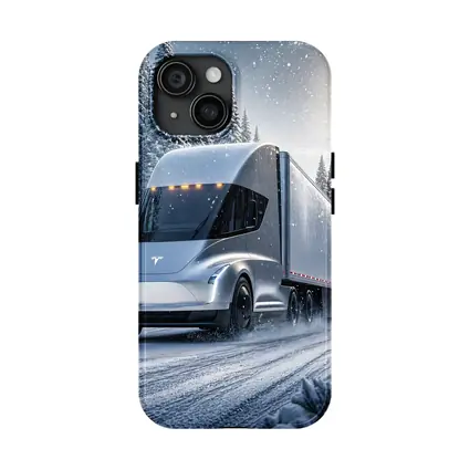 Tesla Semi Truck Driving Through Winter Snow
