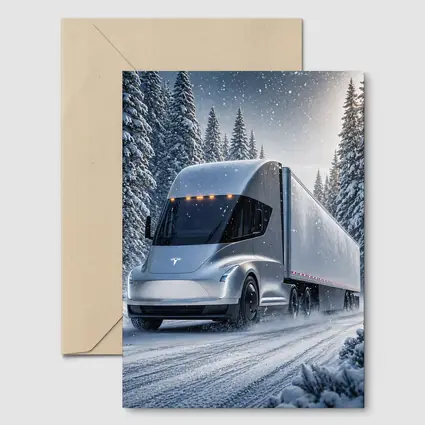 Tesla Semi Truck Driving Through Winter Snow