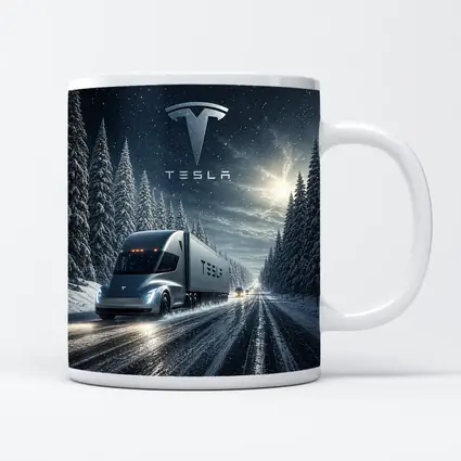 Tesla Semi Truck Driving Snowy Winter Road