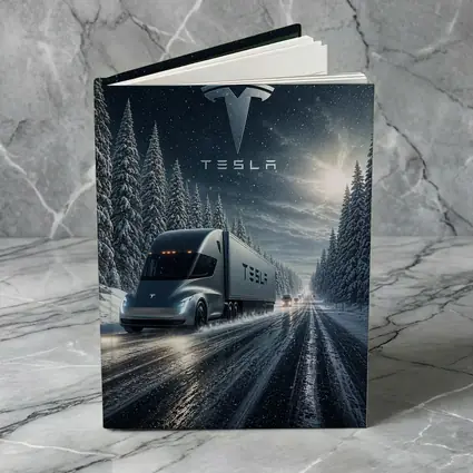 Tesla Semi Truck Driving Snowy Winter Road