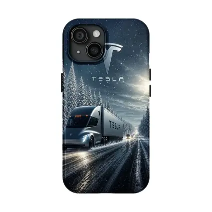 Tesla Semi Truck Driving Snowy Winter Road