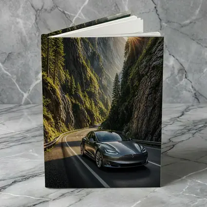 Tesla Model S Driving Through Mountain Canyon