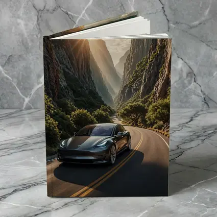 Tesla Model 3 Driving Through Mountain Canyon