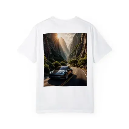 Tesla Model 3 Driving Through Mountain Canyon