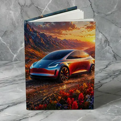 Tesla Model Y Mountain Sunset Landscape