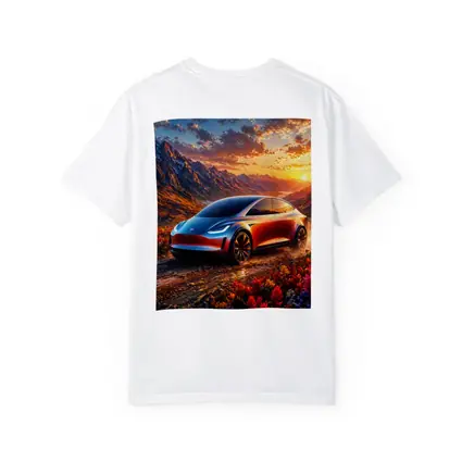 Tesla Model Y Mountain Sunset Landscape