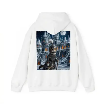 Cat Knight Snow Castle Moon Night