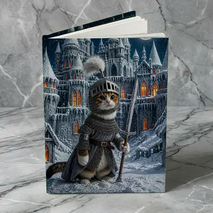 Cat Knight Snow Castle Moon Night