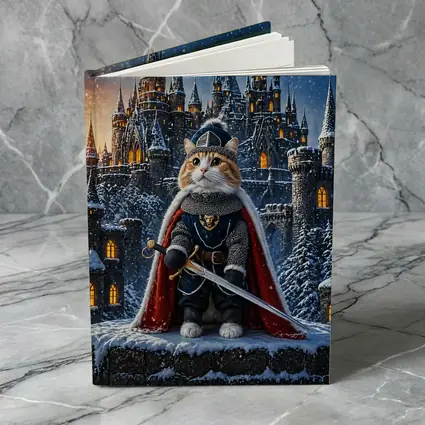 Knight Cat in Armor at Snowy Castle