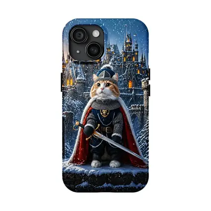 Knight Cat in Armor at Snowy Castle