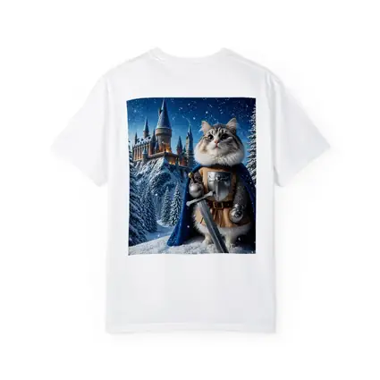 Cat Knight in Armor at Snowy Castle
