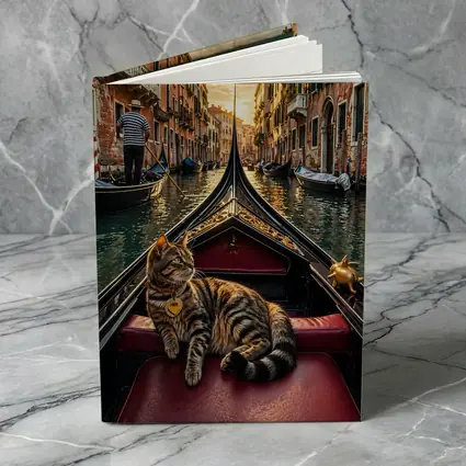 Tabby Cat Relaxing On Venice Gondola Canal