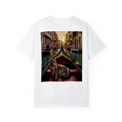 Tabby Cat Relaxing On Venice Gondola Canal