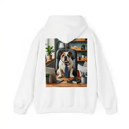 English Bulldog Boss Sitting Office Desk