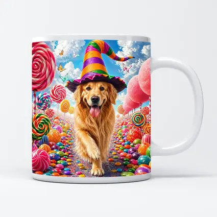 Golden Retriever Witch Hat Candy Land Fantasy