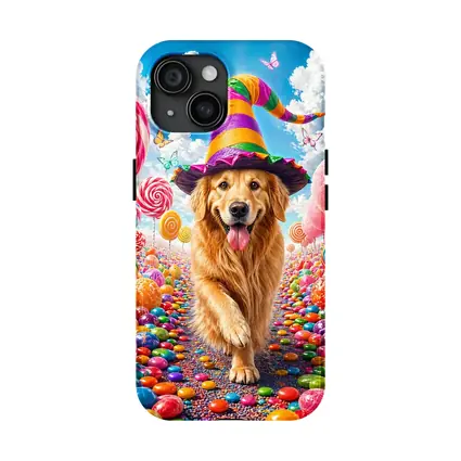 Golden Retriever Witch Hat Candy Land Fantasy
