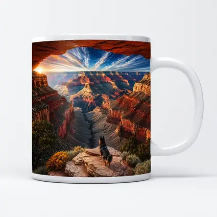 German Shepherd Grand Canyon Sunset View