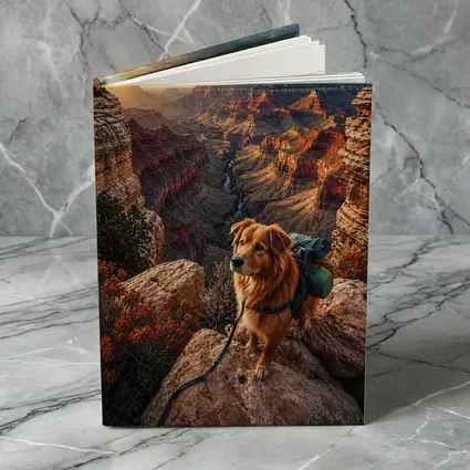 Golden Retriever Hiking Grand Canyon Sunset