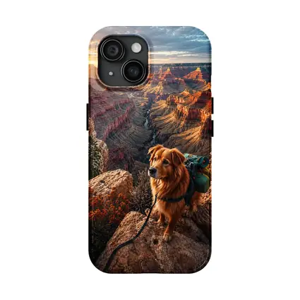 Golden Retriever Hiking Grand Canyon Sunset