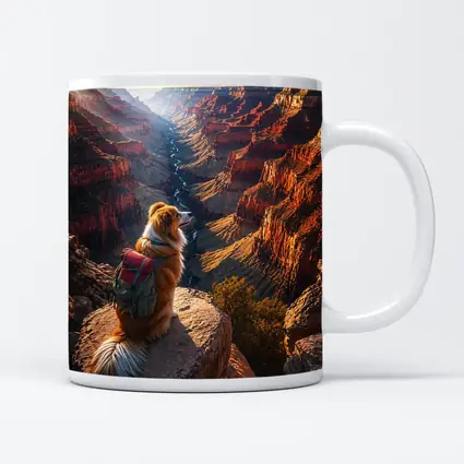 Golden Retriever Hiking Grand Canyon Sunset