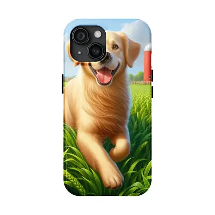 Golden Retriever Running on Green Farm