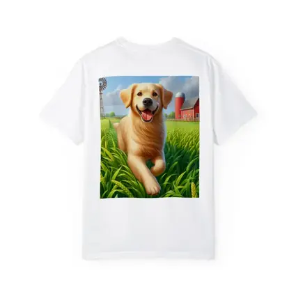 Golden Retriever Running on Green Farm