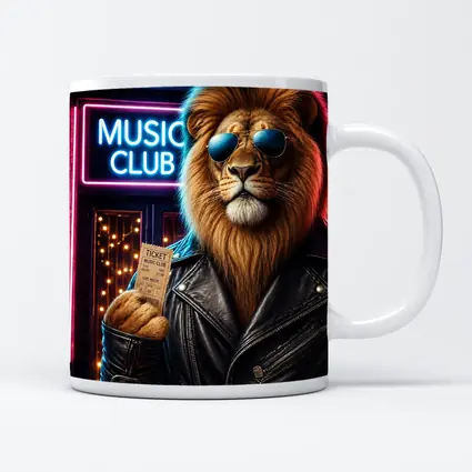 Lion in Leather Jacket at Music Club