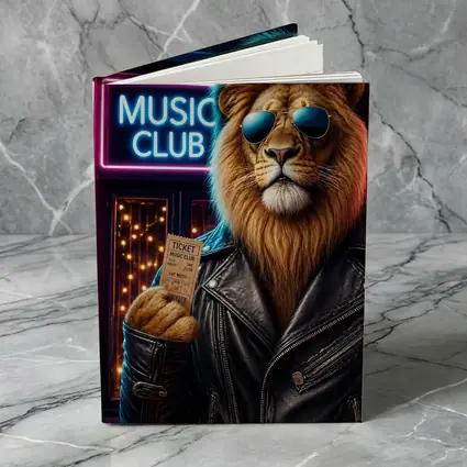 Lion in Leather Jacket at Music Club