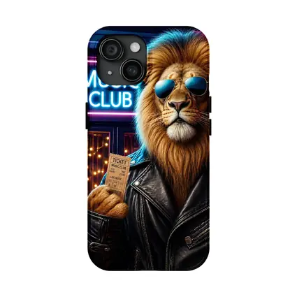 Lion in Leather Jacket at Music Club