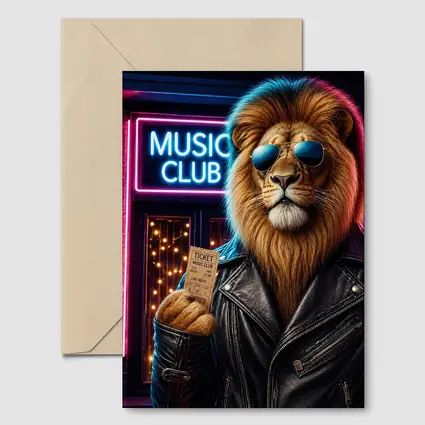 Lion in Leather Jacket at Music Club