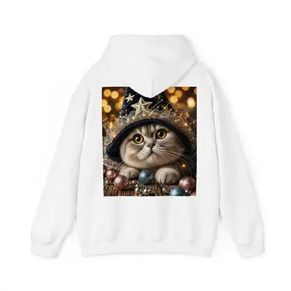 Scottish Fold Cat Wizard Hat Bokeh Lights