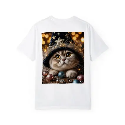 Scottish Fold Cat Wizard Hat Bokeh Lights