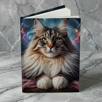 Maine Coon Cat Cosmic Galaxy Fantasy Portrait