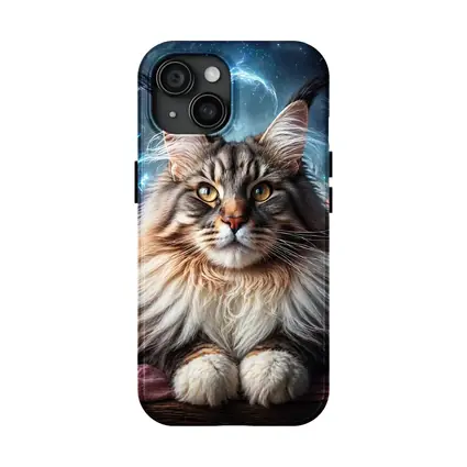 Maine Coon Cat Cosmic Galaxy Fantasy Portrait