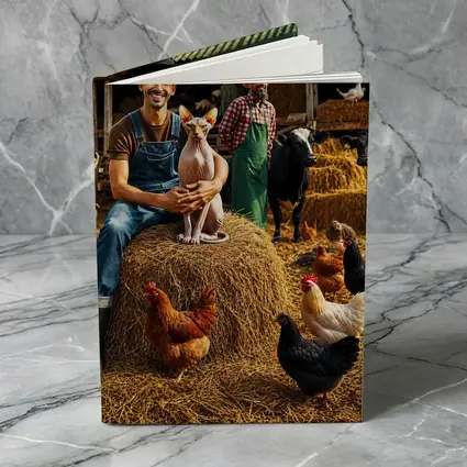 Sphynx Cat Farmer Barn Chickens Hay