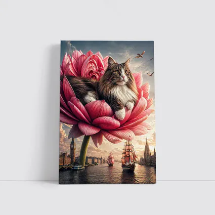 Norwegian Forest Cat Giant Pink Flower London
