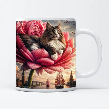 Norwegian Forest Cat Giant Pink Flower London