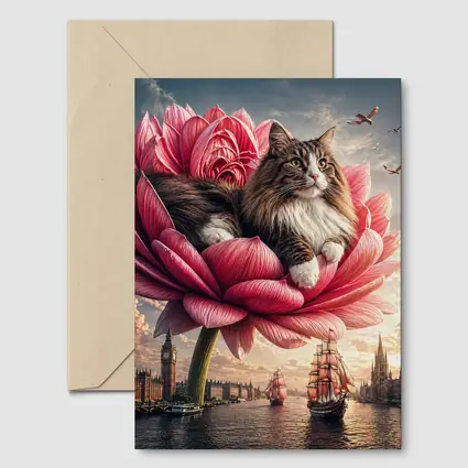 Norwegian Forest Cat Giant Pink Flower London