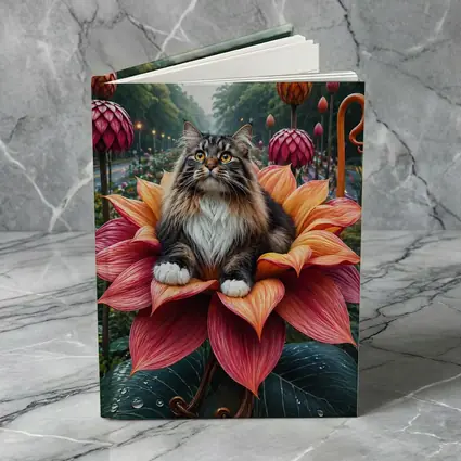 Norwegian Forest Cat Resting on Giant Flower