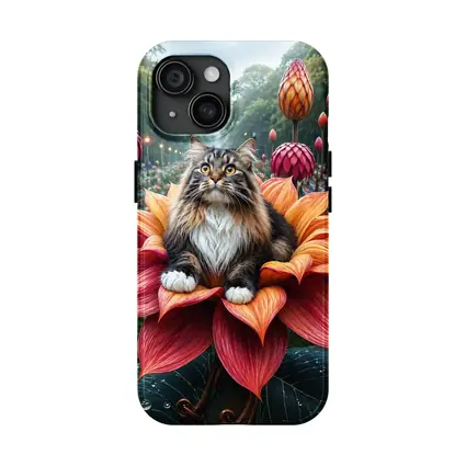 Norwegian Forest Cat Resting on Giant Flower